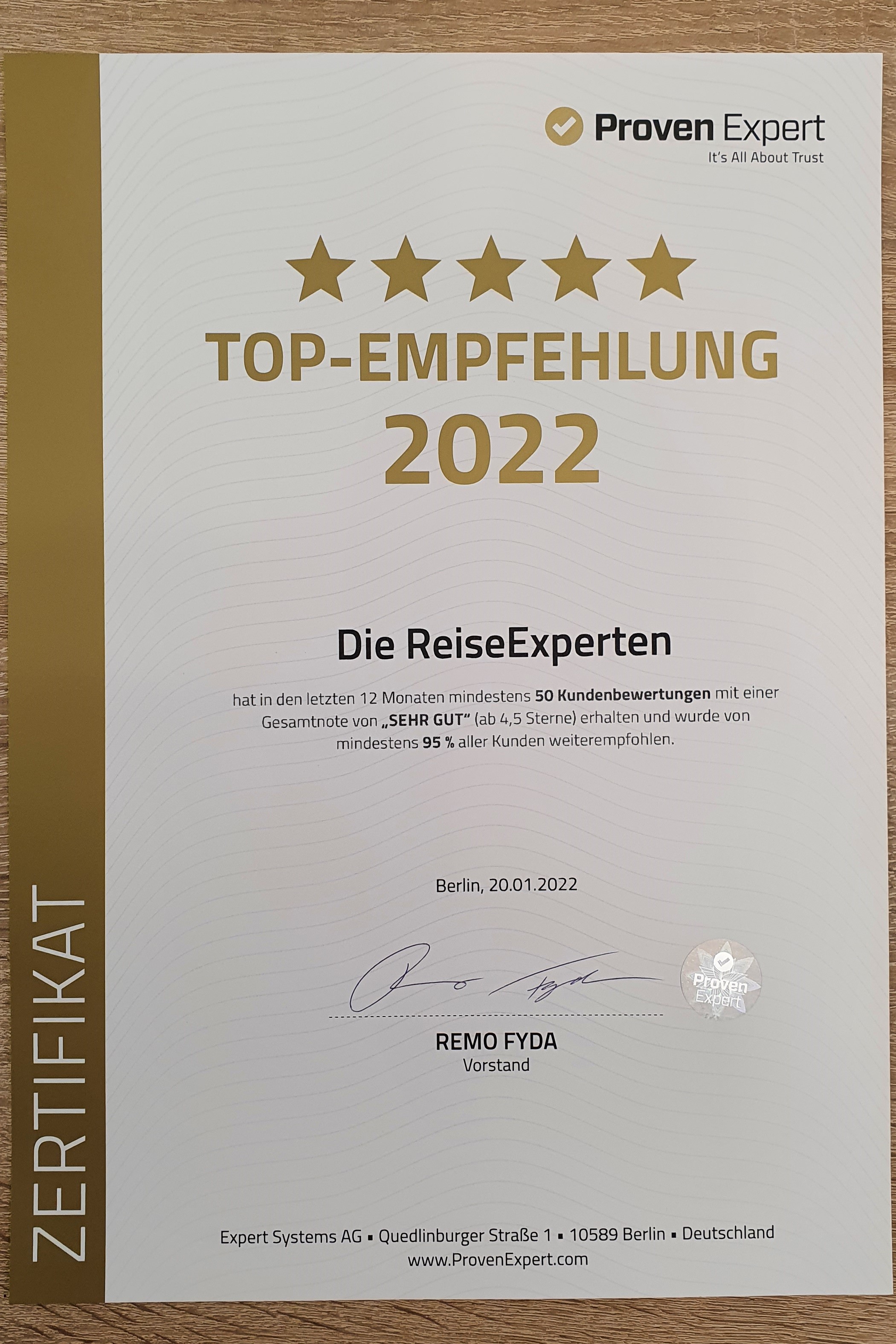 Auszeichnung TOP EMPFEHLUNG 2022 