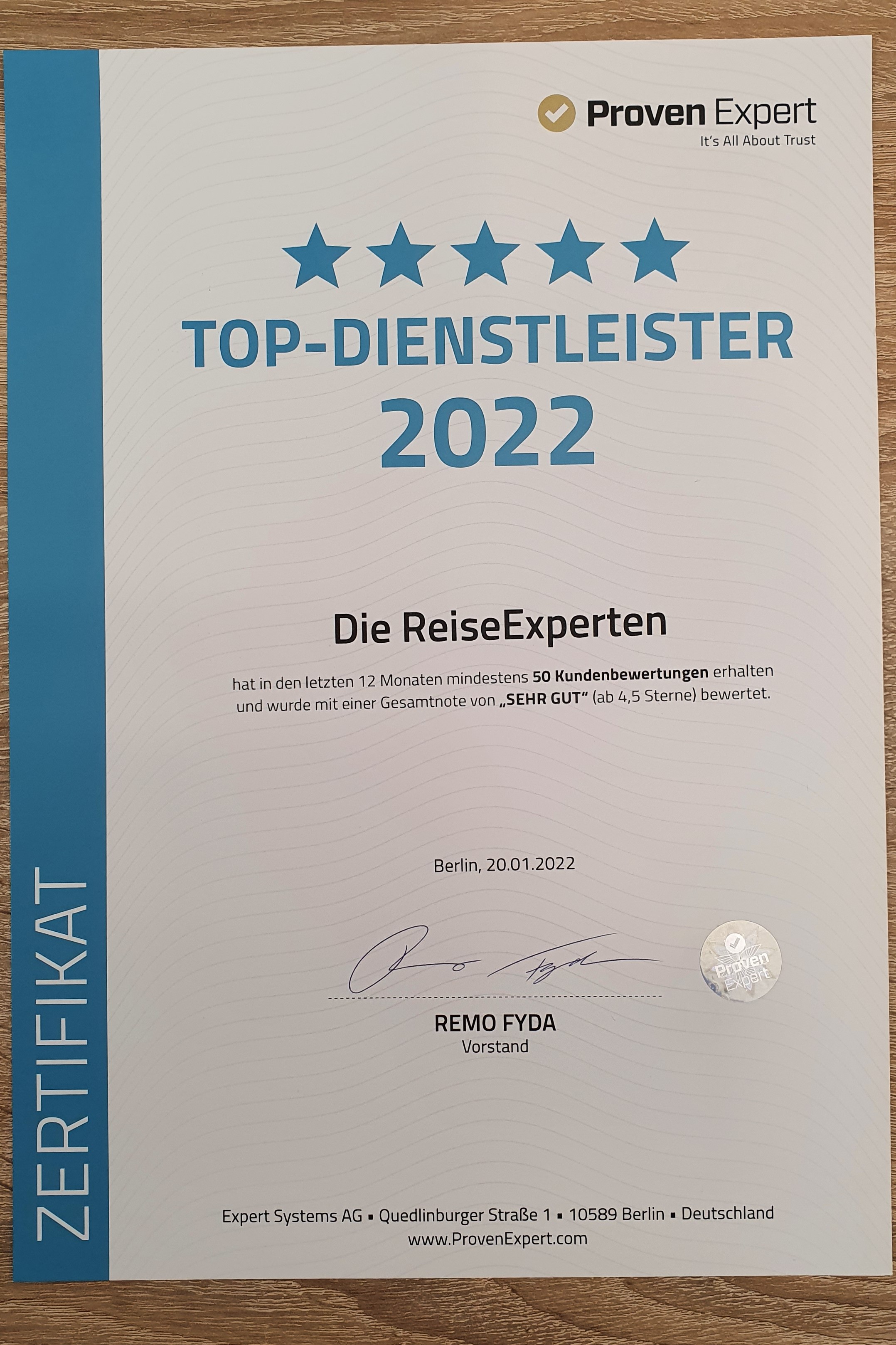 Auszeichnung TOP DIENSTLEISTER 2022 