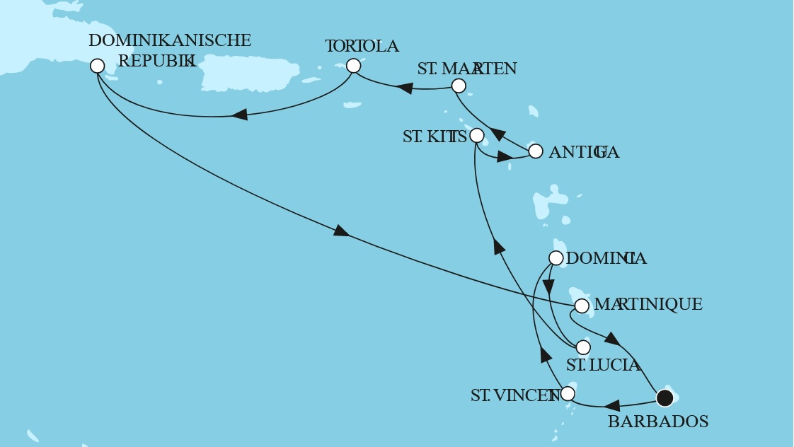 Karte Schiff Karibik